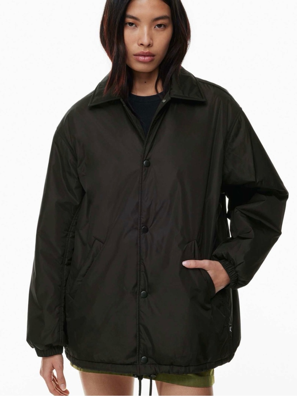 Aritzia TNA COACHES Black Quilted Snap-Front Puffer Jacket
